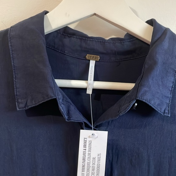 YFB Navy Linen Shirt Dress Oversized NEW - Picture 6 of 13